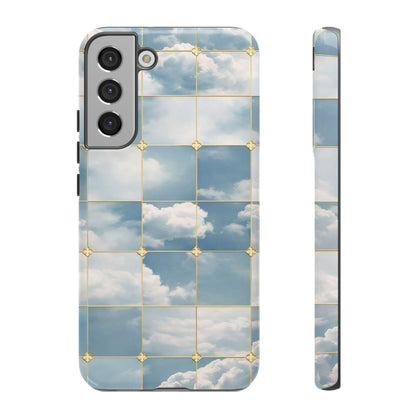 Cloud Tile Tough Phone Case — Blue Sky Grid Protective Cover