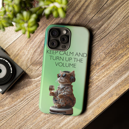 "Keep calm and turn up the volume" Mobile Phone Case (green)