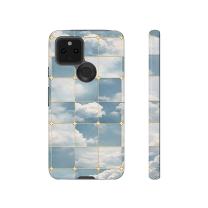 Cloud Tile Tough Phone Case — Blue Sky Grid Protective Cover