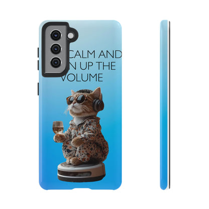 "Keep calm and turn up the volume" Mobile Phone Case (blue)