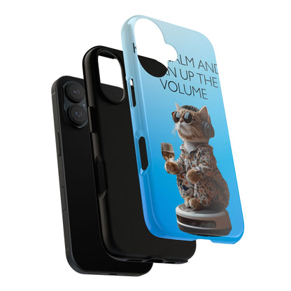 "Keep calm and turn up the volume" Mobile Phone Case (blue)