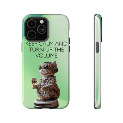 "Keep calm and turn up the volume" Mobile Phone Case (green)