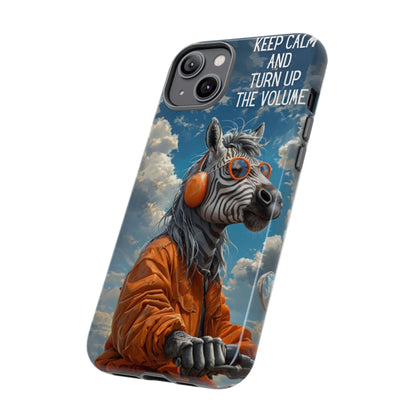 "Keep calm and turn up the volume." Mobile Phone Case