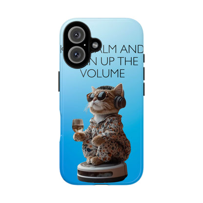 "Keep calm and turn up the volume" Mobile Phone Case (blue)