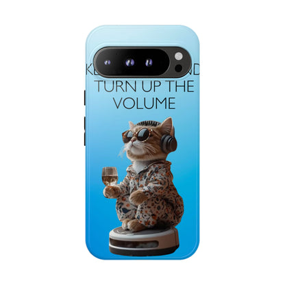 "Keep calm and turn up the volume" Mobile Phone Case (blue)