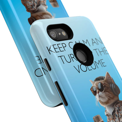 "Keep calm and turn up the volume" Mobile Phone Case (blue)